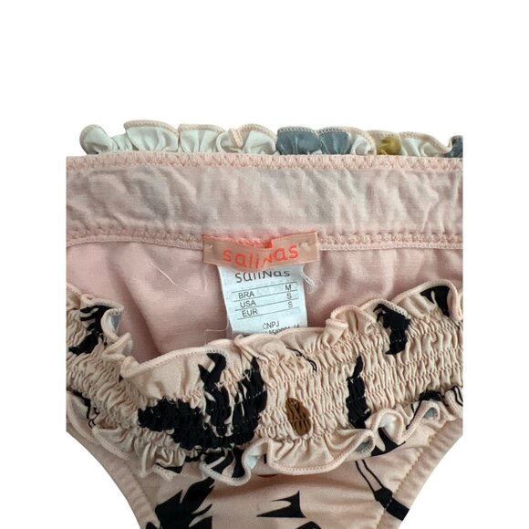 Salinas Palm Print Smocked Ruffle Trim Bikini Bottom - Picture 8 of 8